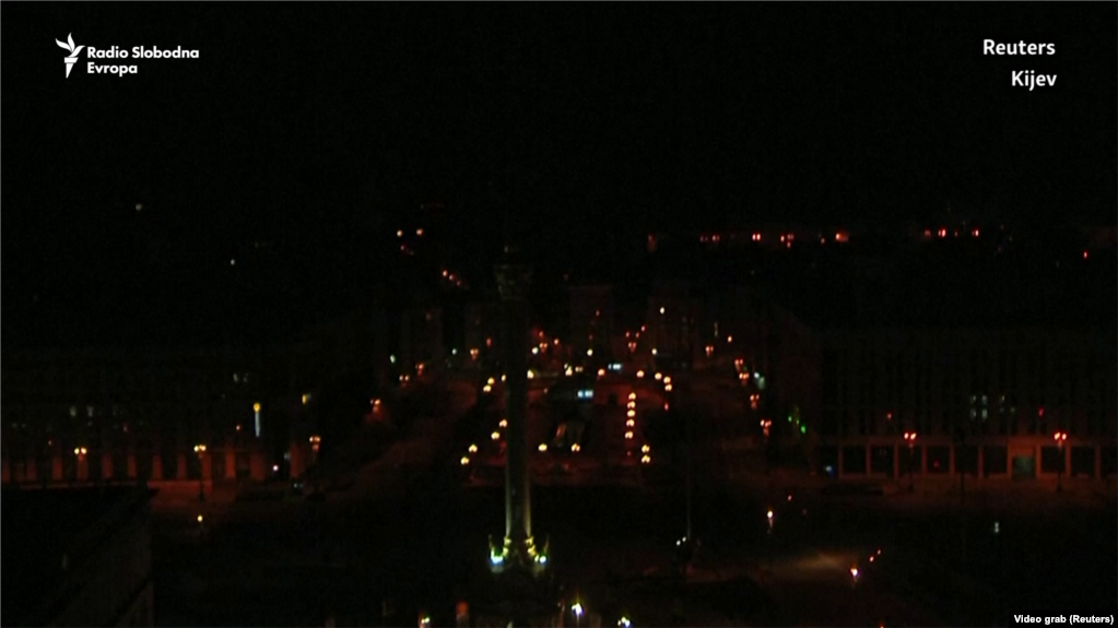 Still image of Kyiv at night of 26th of February, video grab.