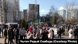 Протестующие в Минске, 27 февраля 2022 года. 