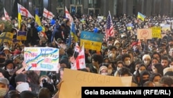 Demonstrations in support of Ukraine have taken place in Tbilisi and other Georgian cities since Russia invaded Ukraine on February 24.