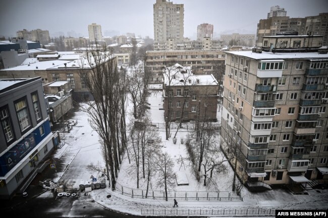 Prazne ulice Kijeva sedmicu dana nakon što je Rusija pokrenula invaziju, 1. mart 2022.