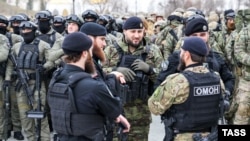 Чеченские военнослужащие в Грозном, 25 февраля 2022 г.