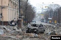 Площадь Свободы в Харькове после обстрелов 1 марта 2022 года