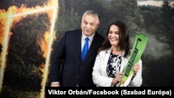 Orbán Viktor miniszterelnök és Novák Katalin családokért felelős tárca nélküli miniszter 2021. november 25-én