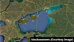 Мапа перекриття районів Азовського моря Росією станом на 8 грудня 2021 року. З огляду моніторингової групи «Інституту Чорноморських стратегічних досліджень»