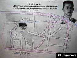 A page detailing Makinen’s alleged movements around a surburb of Kyiv before he was arrested.