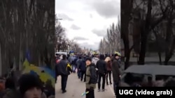 Акции протеста против российских войск в Мелитополе, 2 марта 2022 года