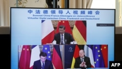Кытайдын төрагасы Си Цзиньпин 8-мартта Германиянын канцлери Олаф Шоль жана Франциянын президенти Эммануель Макрон менен онлайн жолугушууда.