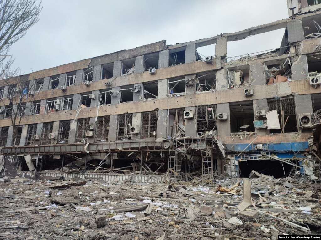 Buildings in Mariupol have been gutted by Russian strikes and the fires they cause.
