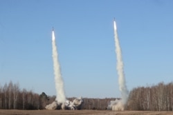 Запуск ракет "Точка-У" в ходе российско-белорусских учений на территории Беларуси за неделю до начала вторжения войск РФ в Украину, февраль 2022 года