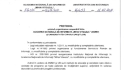 Protocolul încheiat între Universitatea București și Academia de Informații a SRI