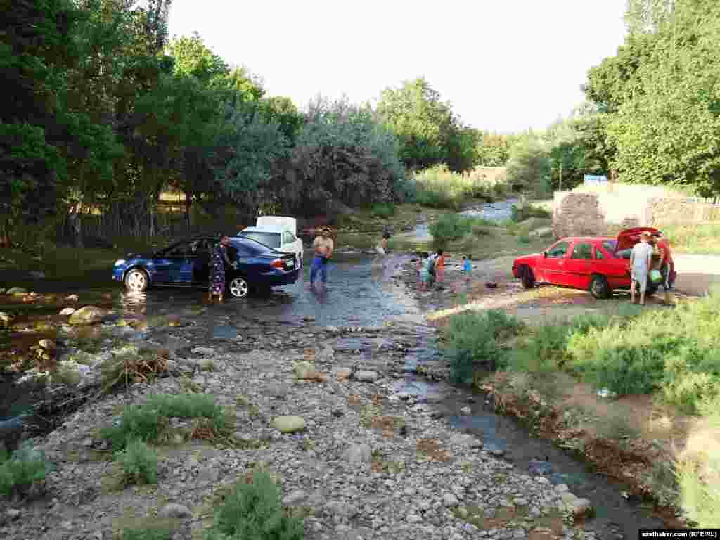 Derýanyň boýunda ulag ýuwulýar