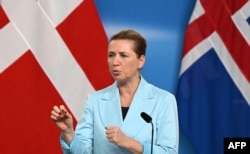 Premierul danez Mette Frederiksen la conferința de presă organizată după cea de a 77-a sesiune a Consiliului Nordic, de la Stockholm, Suedia, 28 octombrie 2025