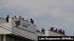 Protest radnika na krovu Željezare u Nikšiću, 12. avgust 2022.