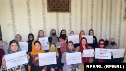 تعدادی از زنان معترض در کابل