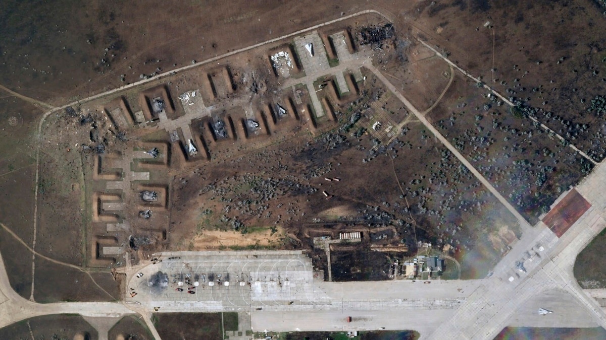 Satellite Images Show Massive Destruction At Russian Air Base On Crimea