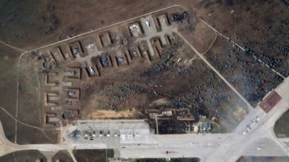 Руска военновъздушна база на анексирания през 2014 г Кримски полуостров