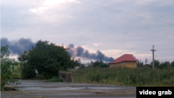 Images posted on social media showed a blast occurring early on August 16 in the Dzhanskoi district of Russian-occupied Crimea.