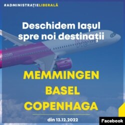 Inaugurarea de noi rute aeriene pare să fie, mai mult decât meritul administrației aeroportului, sau a Consiliului Județean Iași, meritul PNL: