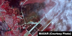 Инфракрасный снимок Новофедоровки после взрывов, 10 августа 2022 года