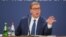 Serbian President Aleksandar Vucic addresses a press conference in Belgrade on August 21.
