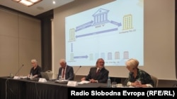 Прес конференцијата на главниот акционер во Еуростандард банка Трифун Костовски кој е под истрага за перење пари и предизвикување стечај на банката 
