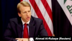 Daniel Speckhard speaks at a news conference while he held the post of chargé d'affaires at the U.S. Embassy in Iraq.