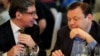 Russian businessmen Pyotr Aven (left) and Mikhail Fridman (file photo)