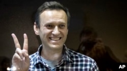 Imprisoned Russian oppositionist Aleksei Navalny (file photo)