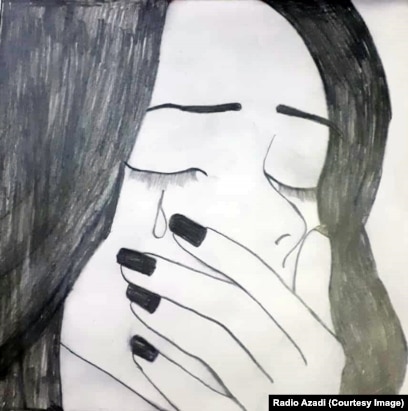 sad girl alone crying drawing