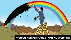 Карикатура на Предраг Кораксиќ - Коракс: Вучиќ ЛГБТ