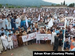 A protest rally against the resurgence of TTP militants in Dir, Khyber Pakhtunkhwa, in August 2022.