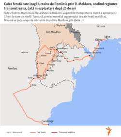 MAP: The railway connecting Ukraine to Romania through the Republic of Moldova