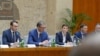 Predsednik Srbije Aleksandar Vučič i članovi vlade Srbije na sastanku u Beogradu s predstavnicima Srba s Kosova, 21, avgust 2022.
