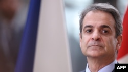 Kyriakos Mitsotakis was due to host an informal dinner in the Greek capital for top officials from several Balkan nations as well as European Commission President Ursula von der Leyen and European Council head Charles Michel. (file photo)