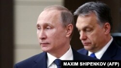 Vlagyimir Putyin és Orbán Viktor Moszkvában 2016. február 17-én