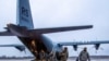 Airmen from the 4th Fighter Wing at Seymour Johnson Air Force Base, US, and the 48th Fighter Wing, Royal Air Force Lakenheath, England, arrive at Amari Air Base, Estonia, January 24, 2022. 