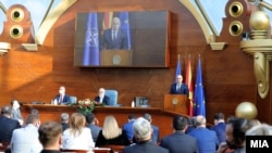Седница на Собранието на Македонија за избор на новата Влада предводена од мандатарот Димитар Ковачевски. 15.01.2022.