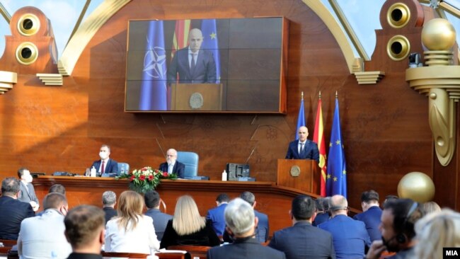 Седница на Собранието на Македонија за избор на новата Влада предводена од мандатарот Димитар Ковачевски. 15.01.2022.