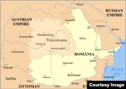 Harta Principatelor Române în timpul domniei lui Alexandru Ioan Cuza.