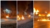 Protests in Almaty. Police cars burned down. Kazakhstan.