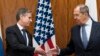 U.S. Secretary of State Antony Blinken (left) greets Russian Foreign Minister Sergei Lavrov before their meeting in Geneva on January 21. (file photo)