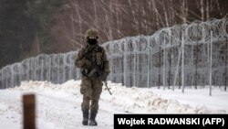 Польскі жаўнер патрулюе мяжу, 25 студзеня 2020 году