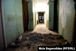 Rubble in one of the hallways of the Kartli sanatorium in Temka.
