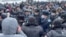 Police talk with demonstrators protesting fuel prices in the western Kazakh city of Oral on January 4. 