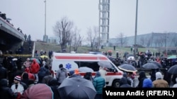 Environmental activists and citizens blocked roads in several cities on January 8, including the international highway in Belgrade.