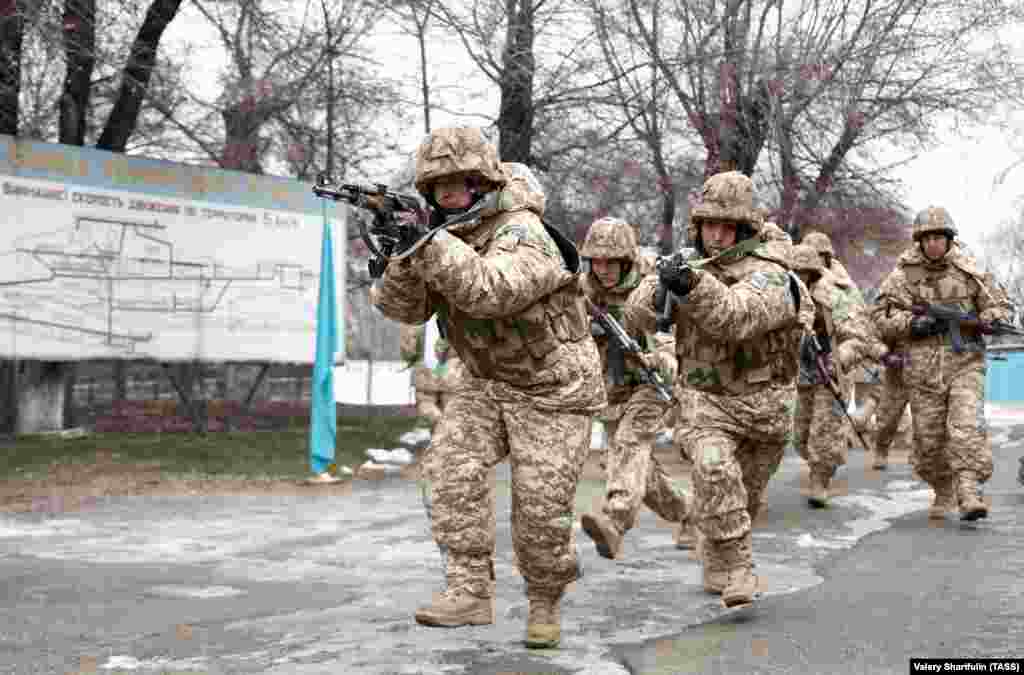 Tajik CSTO peacekeepers at a power plant at an unspecified location on January 10.&nbsp;