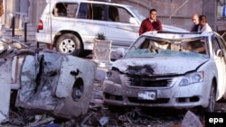 The site of today's suicide car bomb attack in Baghdad.