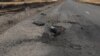Armenia -A road in southeastern Armenia damaged by Azerbaijani shelling, September 14, 2022.