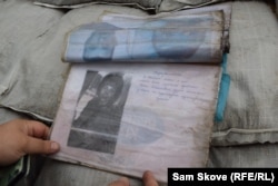 A picture of a woman whom Russian forces were looking for, found at a Russian checkpoint in Izyum.