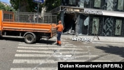 Čišćenje terena nakon što je tramvaj odvezen u depo, 25. maj 2026.